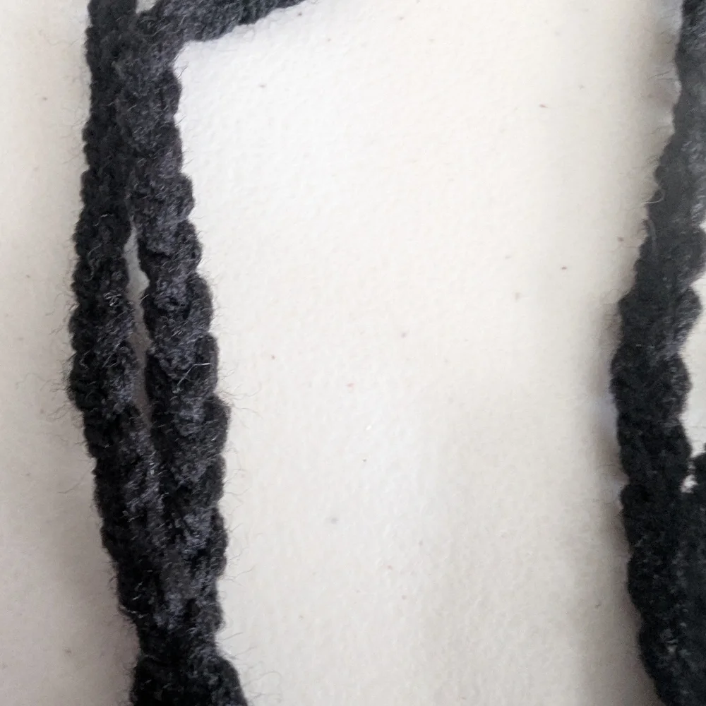 Handmade Crochet Headband Black White Boho Hair Wrap Tie Closure